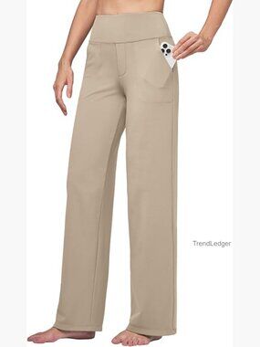 High Waist Wide Leg Yoga Pants with Pockets 28-32" Inseam